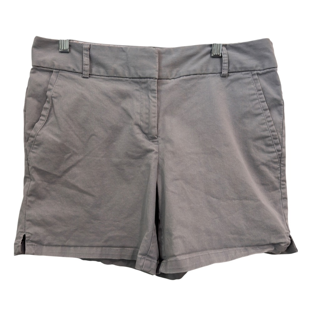 LOFT Chino Shorts Size 6 Gray Cotton Twill Stretch Womens Preppy Clean Girl